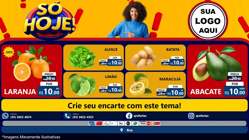 Modelo de TV para TV Horizontal com o tema Só Hoje! para Hortifrúti