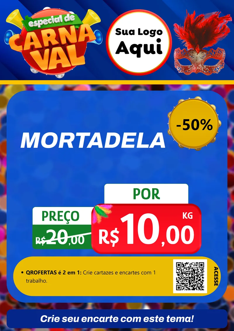 Modelo de Cartaz para Cartaz A4 Vertical com o tema Especial de Carnaval para Frios e Laticínios