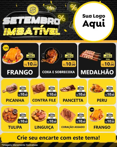 Modelo de Rede Social para Feed Instagram com o tema Setembro Imbatível para Assados
