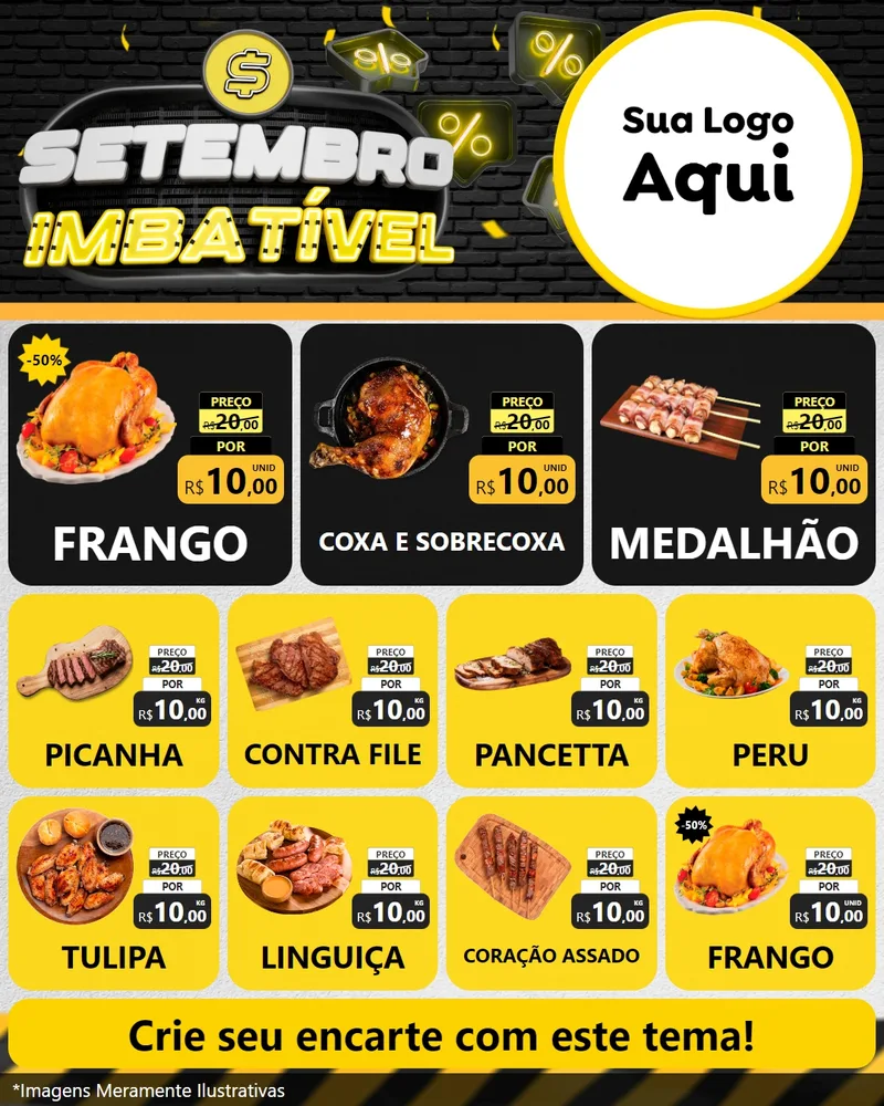 Modelo de Rede Social para Feed Instagram com o tema Setembro Imbatível para Assados