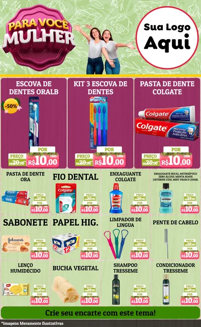 Modelo de Encarte para Encarte Grande com o tema Para Você Mulher para Higiene Pessoal