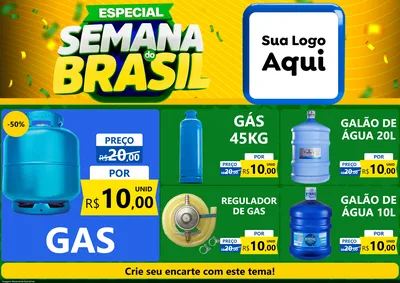 Modelo de Encarte para Encarte A4 Horizontal com o tema Especial Semana do Brasil para Água e gás