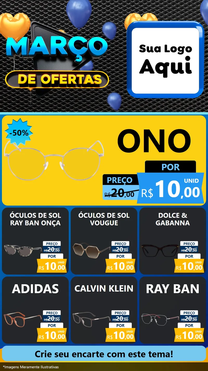 Modelo de Rede Social para Stories com o tema Março de Ofertas para Óticas