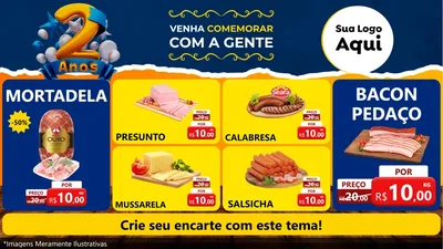 Modelo de TV para TV Horizontal com o tema Aniversário de 2 anos para Frios e Laticínios
