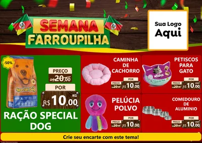 Modelo de Encarte para Encarte A4 Horizontal com o tema Semana Farroupilha para Pet Shop