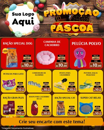 Modelo de Rede Social para Feed Instagram com o tema Promoção Páscoa para Pet Shop
