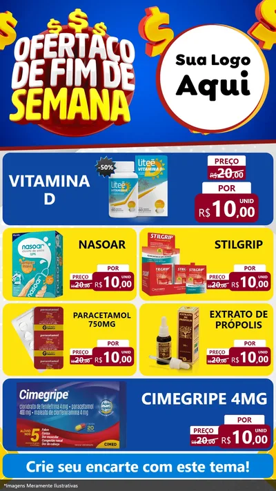 Modelo de TV para TV Vertical com o tema Ofertaço de Fim de Semana para Farmácia