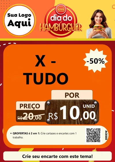 Modelo de Cartaz para Cartaz A4 Vertical com o tema Dia Do Hambúrguer para Hamburgueria