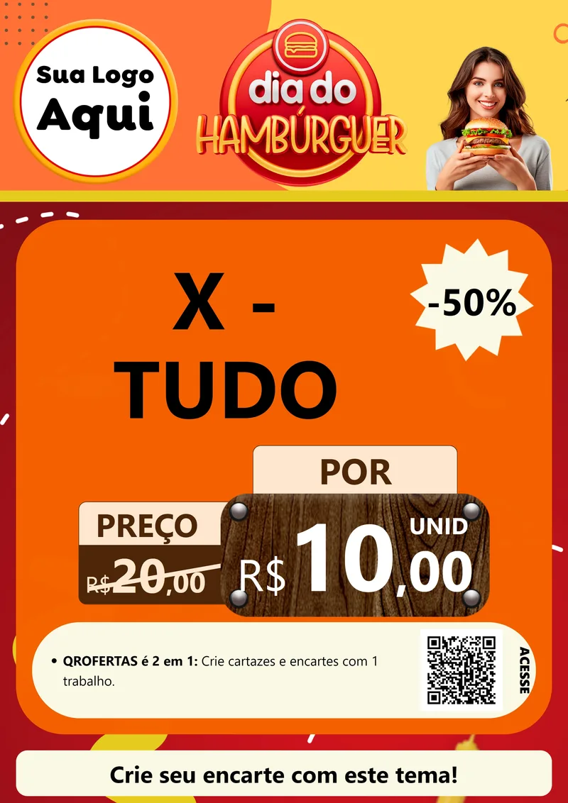 Modelo de Cartaz para Cartaz A4 Vertical com o tema Dia Do Hambúrguer para Hamburgueria