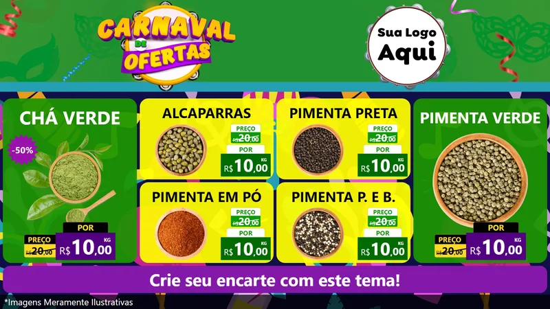 Modelo de TV para TV Horizontal com o tema Carnaval de Ofertas para Produtos Naturais