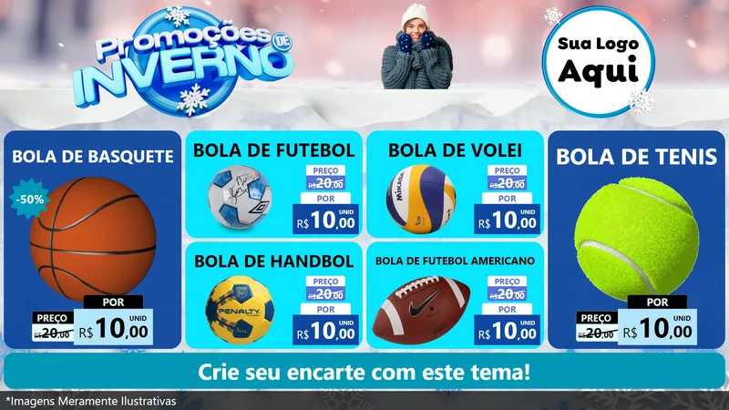 Modelo de TV para TV Horizontal com o tema Promoções de Inverno para Artigos Esportivos