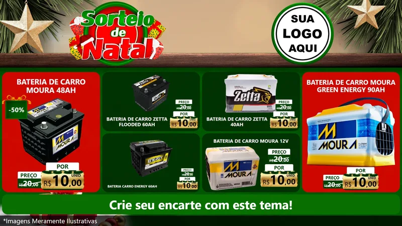 Modelo de TV para TV Horizontal com o tema Sorteio de Natal para Baterias Elétricas