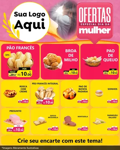 Modelo de Rede Social para Feed Instagram com o tema Ofertas - Especial Dia Das Mulheres para Padaria