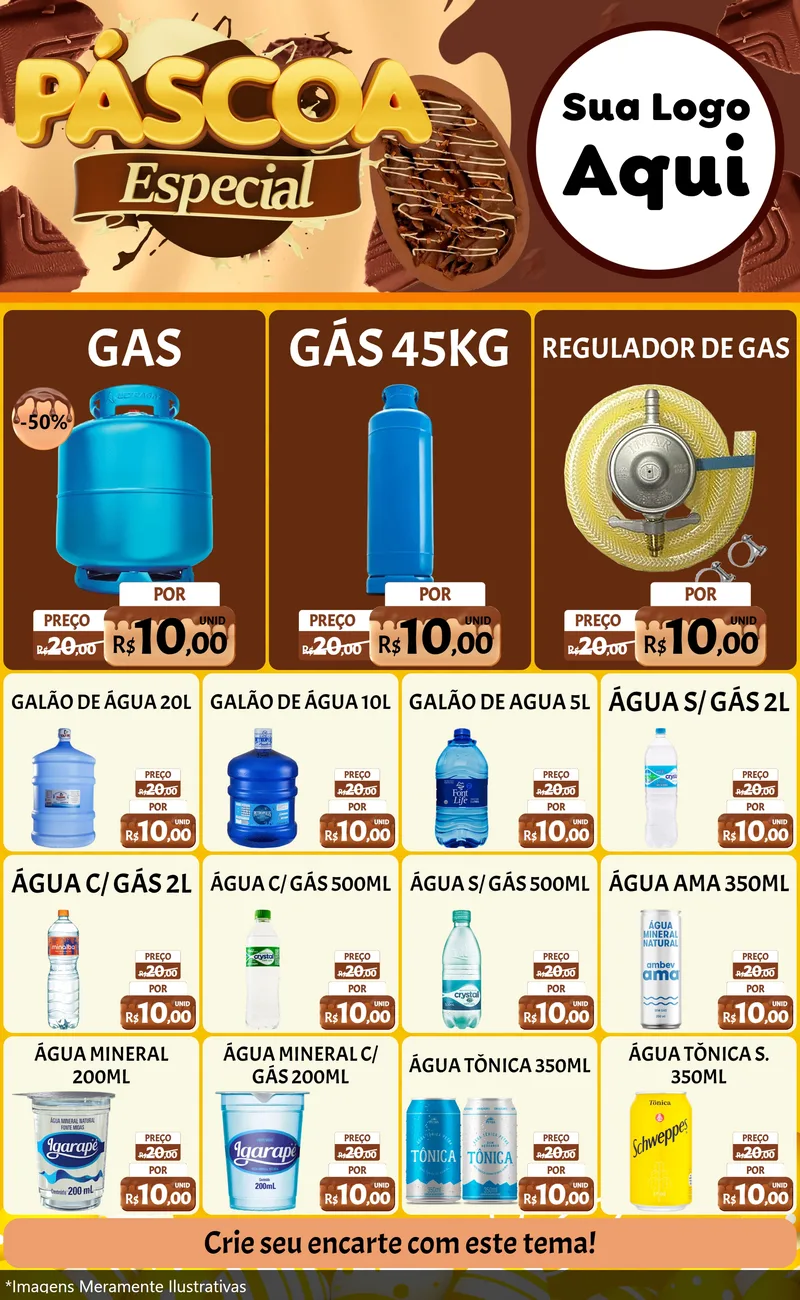 Modelo de Encarte para Encarte Grande com o tema Páscoa Especial para Água e gás