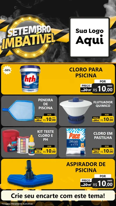 Modelo de TV para TV Vertical com o tema Setembro Imbatível para Produtos para Piscina