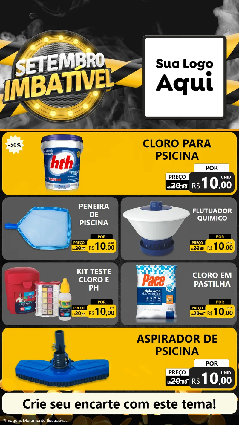 Modelo de TV para TV Vertical com o tema Setembro Imbatível para Produtos para Piscina