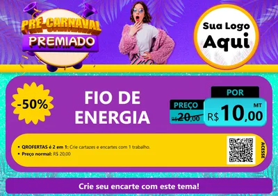Modelo de Cartaz para Cartaz A4 Horizontal com o tema Pré-Carnaval Premiado para Materiais Elétricos