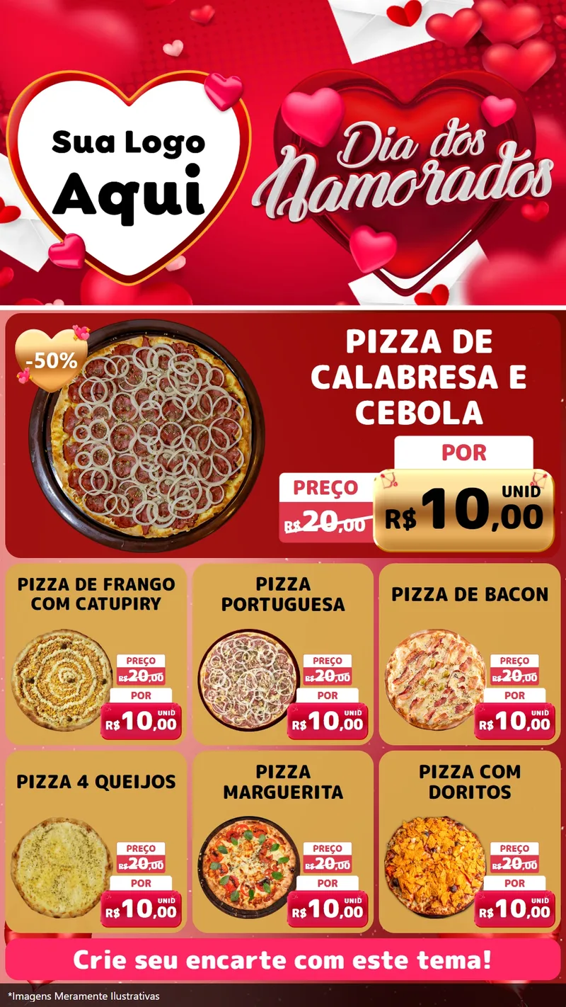 Modelo de Rede Social para Stories com o tema Dia Dos Namorados para Pizzaria
