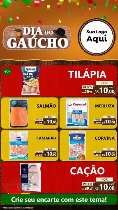 Modelo de TV para TV Vertical com o tema Dia do Gaúcho para Peixaria