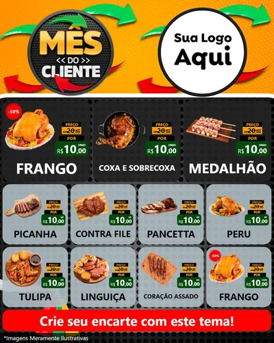 Modelo de Rede Social para Feed Instagram com o tema Mês do Cliente para Assados