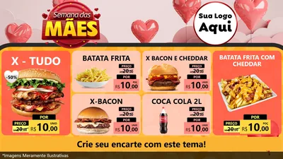 Modelo de TV para TV Horizontal com o tema Semana das Mães para Hamburgueria