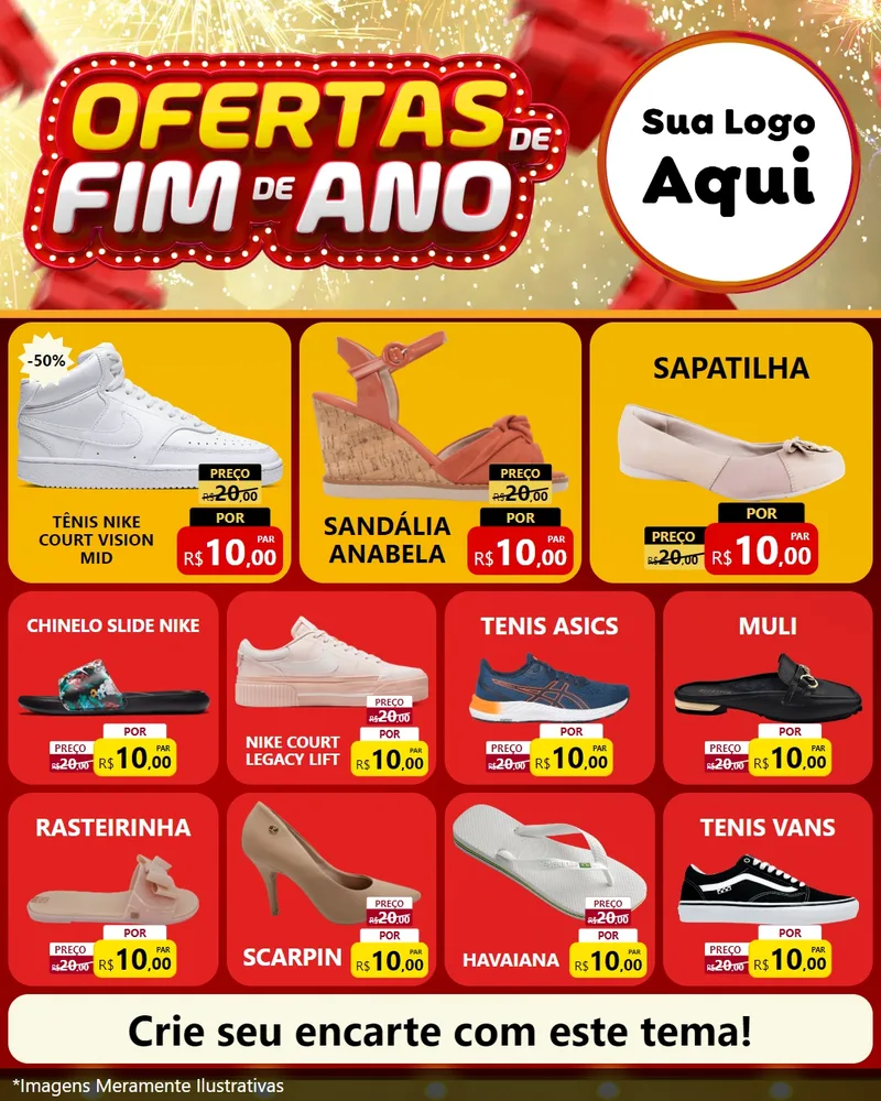 Modelo de Rede Social para Feed Instagram com o tema Ofertas de Fim de Ano para Calçados