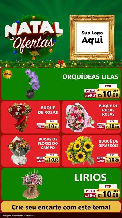 Modelo de TV para TV Vertical com o tema Natal de Ofertas para Floricultura e jardim