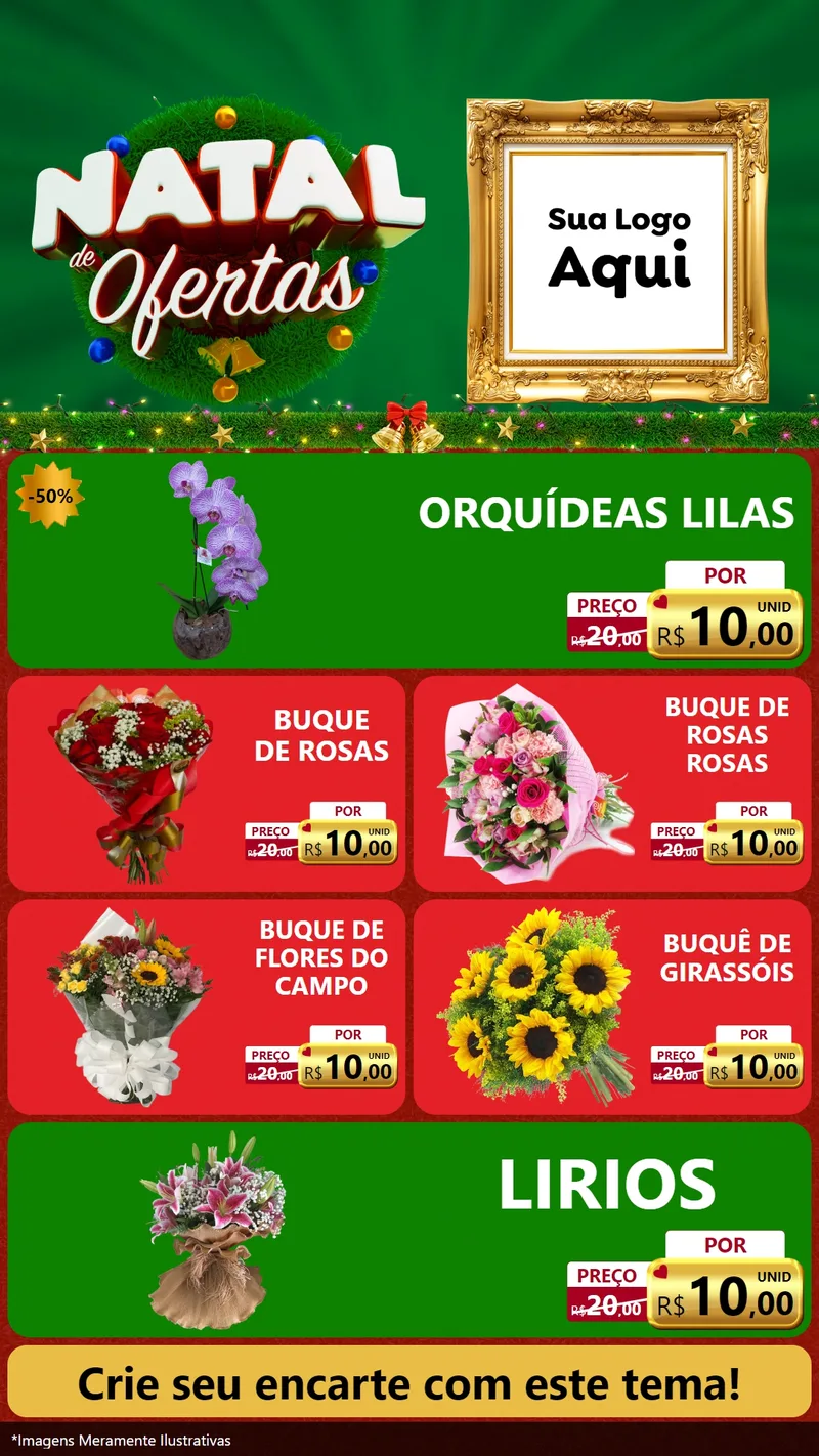 Modelo de TV para TV Vertical com o tema Natal de Ofertas para Floricultura e jardim