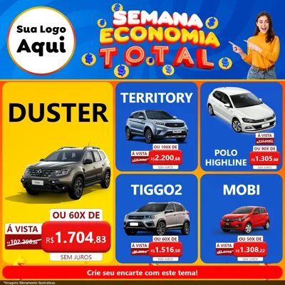 Modelo de Rede Social para Feed Facebook com o tema Semana Economia Total para Concessionaria de Carros