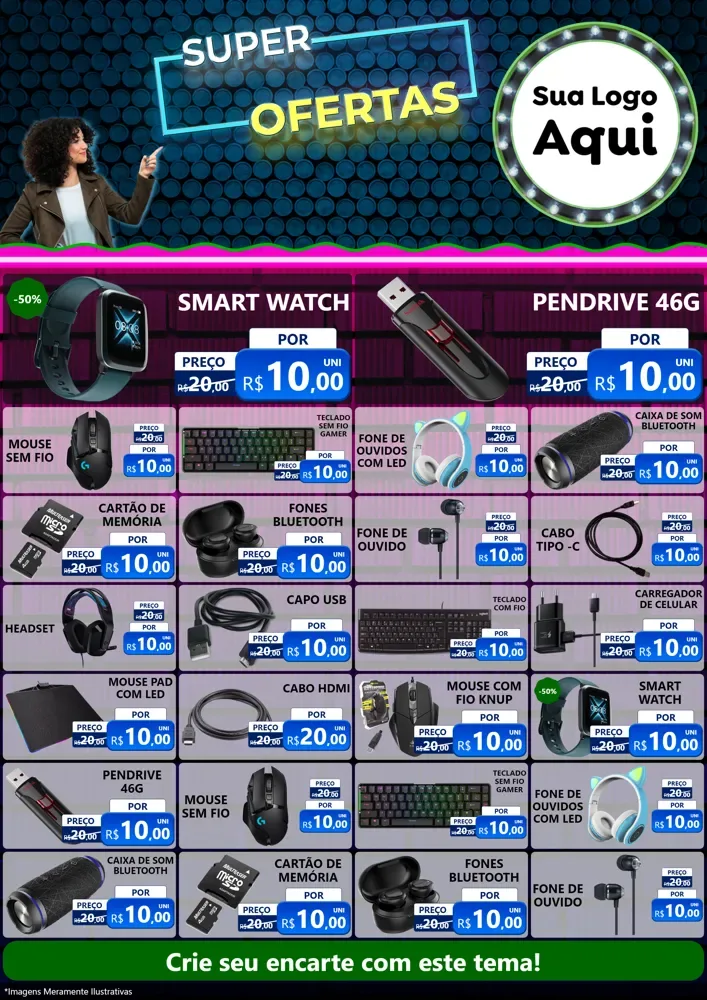 Modelo de Encarte para Encarte A4 Vertical com o tema Super Ofertas para Informática