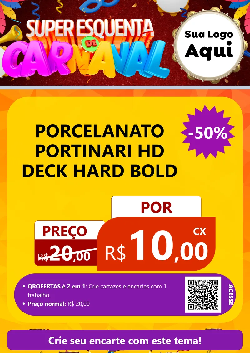 Modelo de Cartaz para Cartaz A4 Vertical com o tema Super Esquenta de Carnaval para Pisos e revestimentos