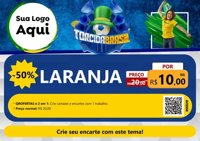 Modelo de Cartaz para Cartaz A4 Horizontal com o tema Torcida Brasil - Copa para Hortifrúti