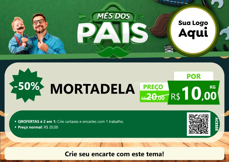 Modelo de Cartaz para Cartaz A4 Horizontal com o tema Mês dos Pais para Frios e Laticínios