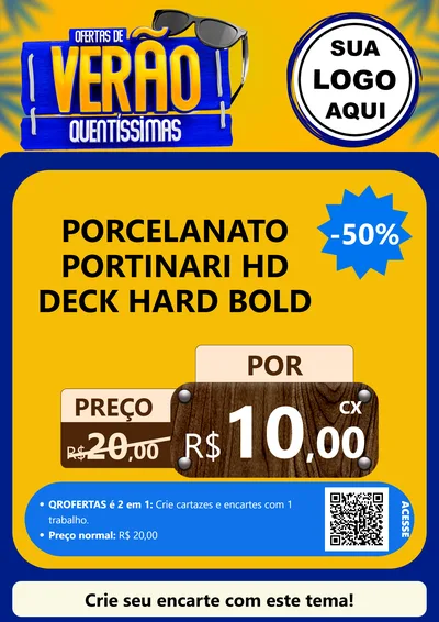 Modelo de Cartaz para Cartaz A4 Vertical com o tema Ofertas de Verão Quentíssimas para Pisos e revestimentos