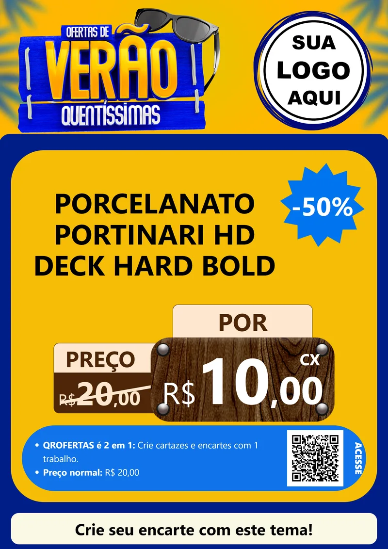 Modelo de Cartaz para Cartaz A4 Vertical com o tema Ofertas de Verão Quentíssimas para Pisos e revestimentos