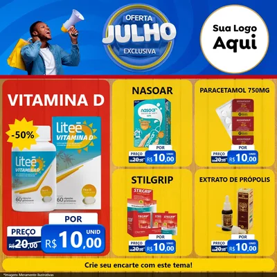 Modelo de Rede Social para Feed Facebook com o tema Oferta Exclusiva, Julho para Farmácia