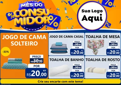 Modelo de Encarte para Encarte A4 Horizontal com o tema Mês do Consumidor para Cama, Mesa e Banho
