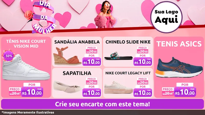 Modelo de TV para TV Horizontal com o tema Dia da Mulher para Calçados