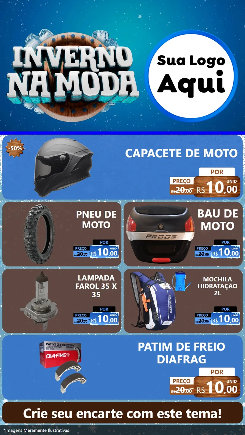 Modelo de TV para TV Vertical com o tema Inverno na Moda para Moto peças