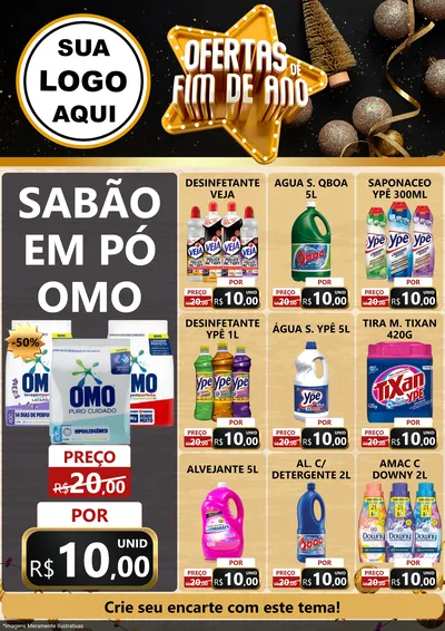 Modelo de Encarte para Encarte A4 Vertical com o tema Ofertas de Fim de Ano para Produtos de Limpeza