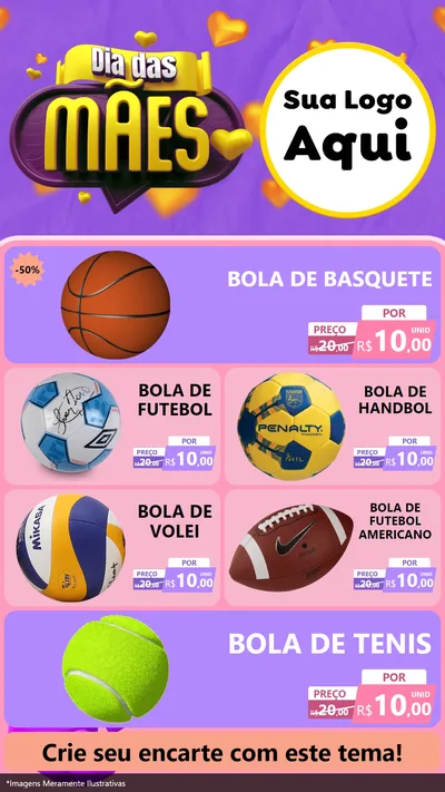 Modelo de TV para TV Vertical com o tema Dia das Mães para Artigos Esportivos