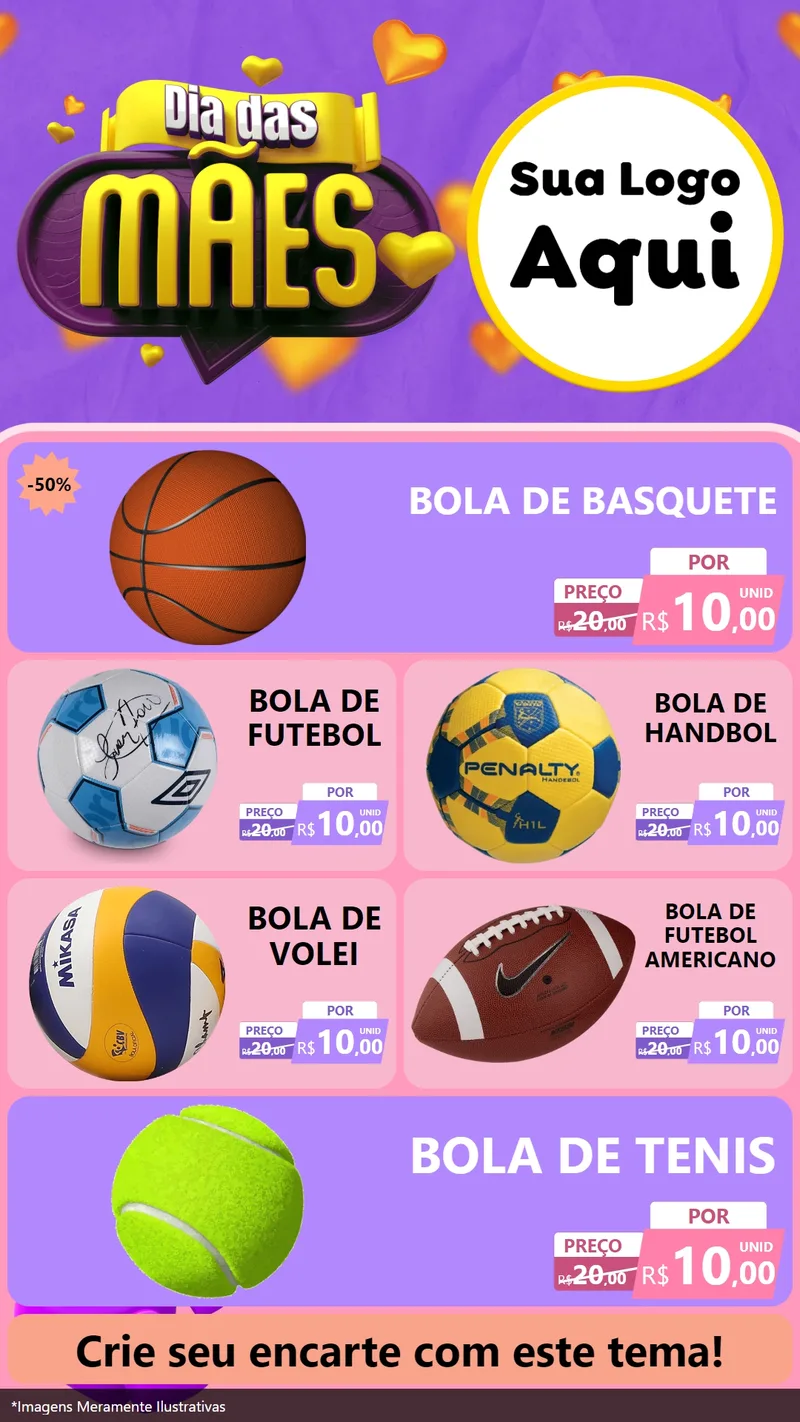 Modelo de TV para TV Vertical com o tema Dia das Mães para Artigos Esportivos