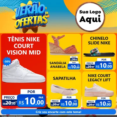 Modelo de Rede Social para Feed Facebook com o tema Verão de Ofertas para Calçados