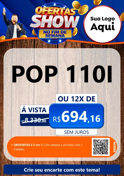 Modelo de Cartaz para Cartaz A4 Vertical com o tema Ofertas Show No Fim De Semana para Concessionaria de Motos