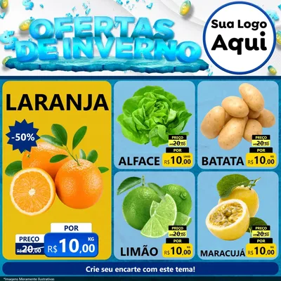 Modelo de Rede Social para Feed Facebook com o tema Ofertas de Inverno para Hortifrúti