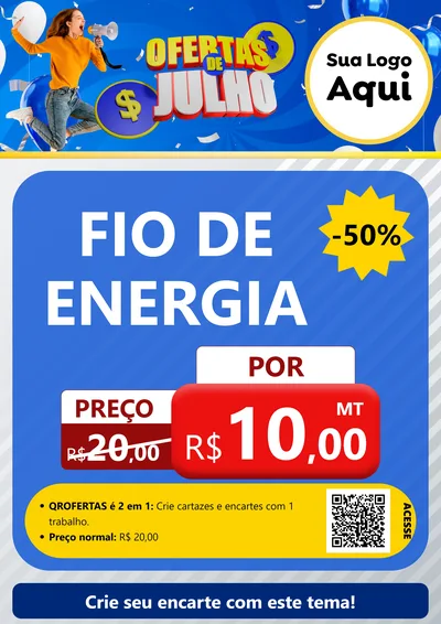 Modelo de Cartaz para Cartaz A4 Vertical com o tema Ofertas de Julho para Materiais Elétricos