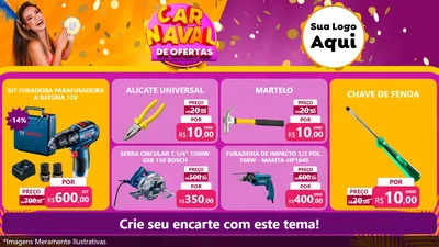 Modelo de TV para TV Horizontal com o tema Carnaval de Ofertas para Maquinas e Ferramentas