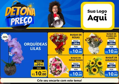 Modelo de Encarte para Encarte A4 Horizontal com o tema Detona Preços para Floricultura e jardim