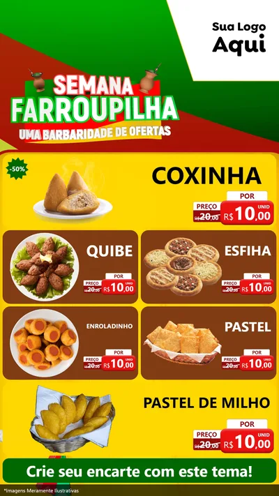 Modelo de TV para TV Vertical com o tema Semana Farroupilha - Uma Barbaridade de Ofertas para Salgadaria
