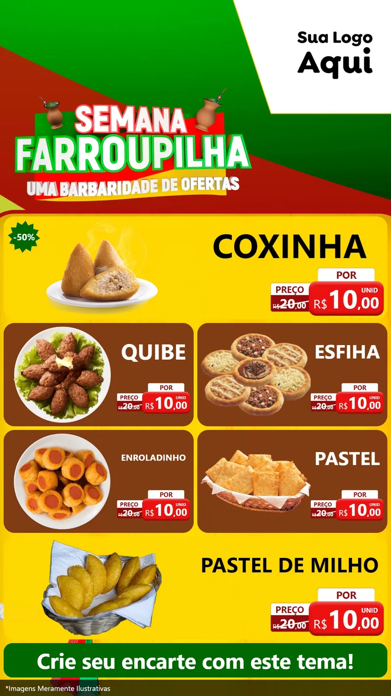 Modelo de TV para TV Vertical com o tema Semana Farroupilha - Uma Barbaridade de Ofertas para Salgadaria